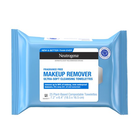 Neutrogena Fragrance-Free Cleansing Makeup Remover Face Wipes, 25 ct
