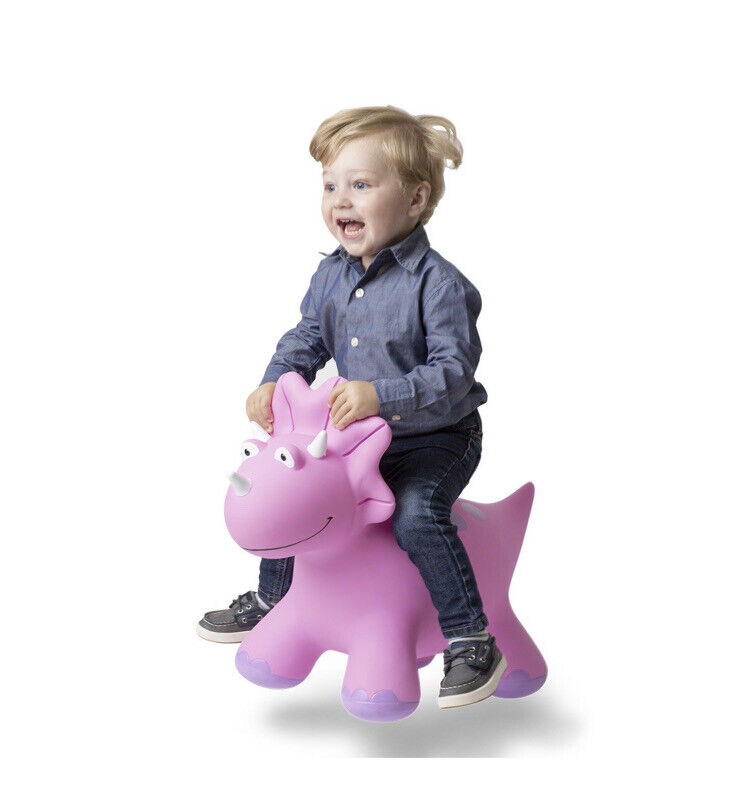 New BOUNCE BUDDIES Dinos: TRISH THE TRICERATOPS Ride-On Inflatable Bouncer
