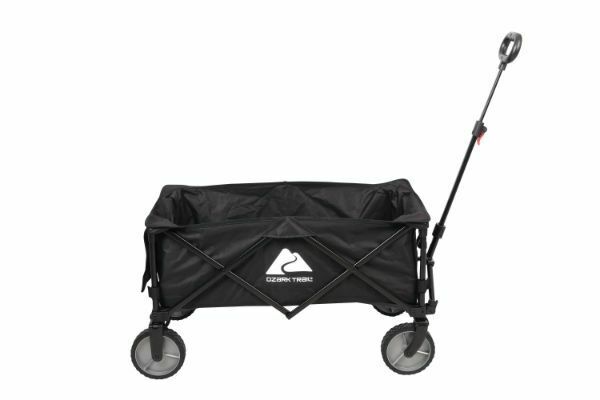 New Folding Multipurpose Camp Wagon Cart Tool Cloth Rubber Wheel, Black