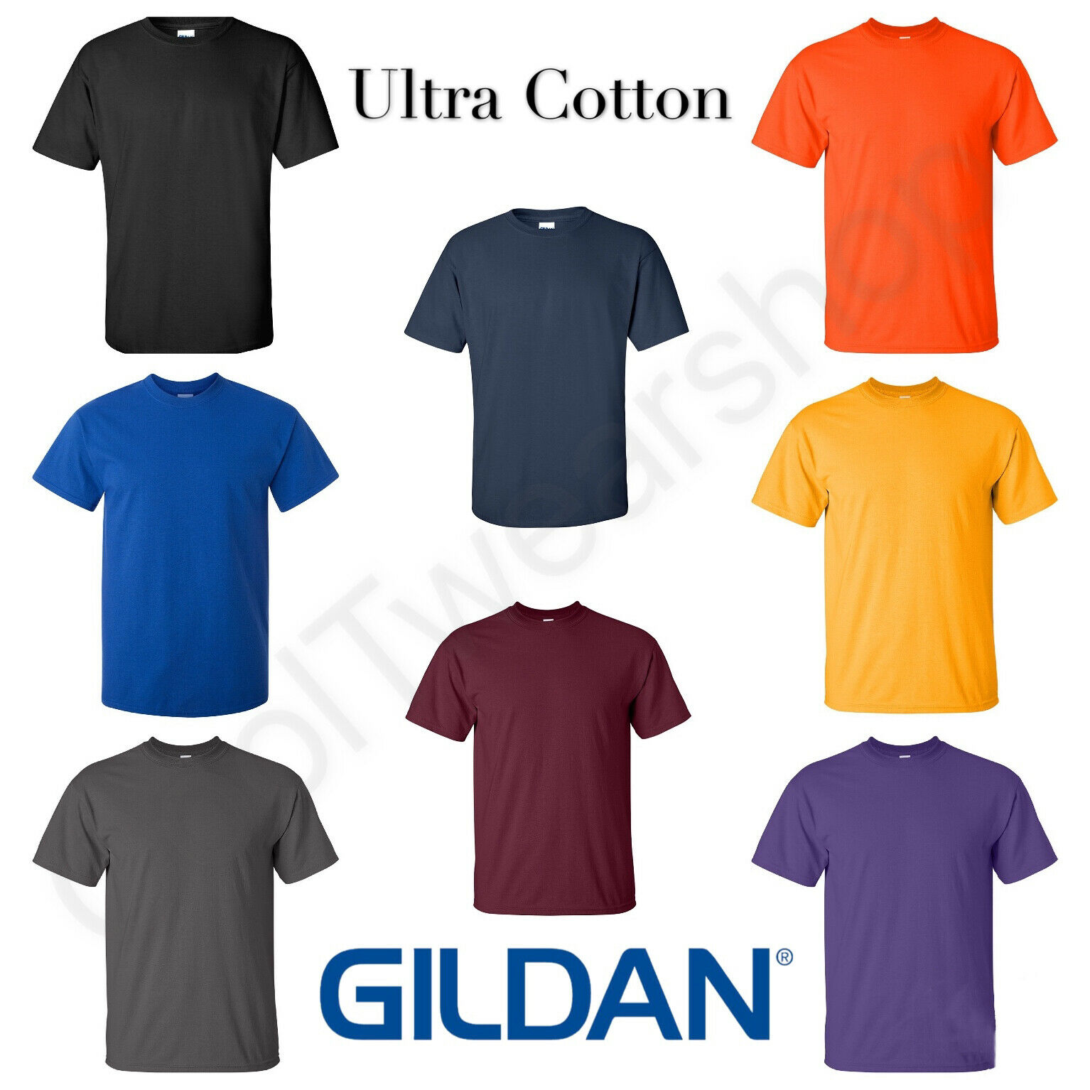 NEW Gildan Men's Ultra Cotton Plain Crew Neck Short Sleeves T-Shirt 2000