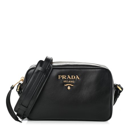 New Prada Grace Lux Black Smooth Calf Leather Shoulder Camera Bag 1BH103