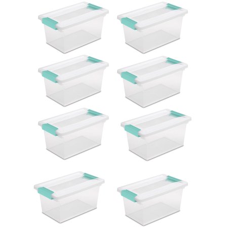 New Sterilite Medium Clip Box Clear Storage Tote Container with Lid (8 Pack)