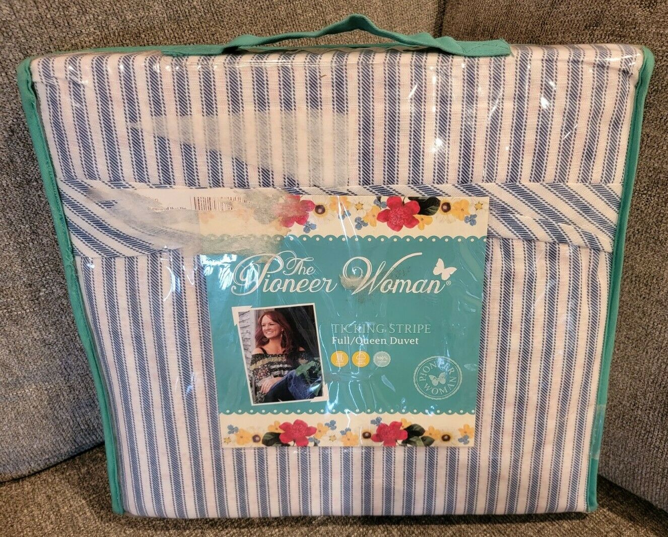 NEW! The Pioneer Woman Full/Queen Duvet Ticking Stripe Pattern * 100% Cotton