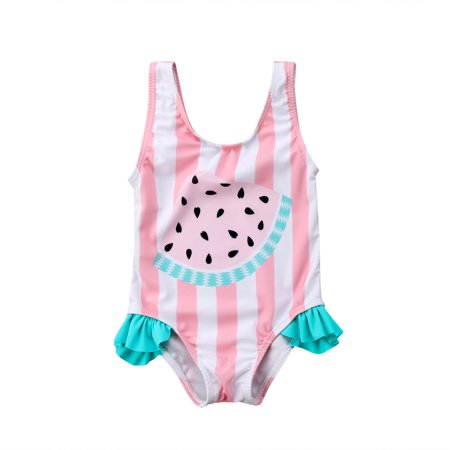 Newborn Baby Girl Floral Watermelon Swimsuit Striped Bathing Suit Bikini Cute Swimwear Baby Girls Beach Wear