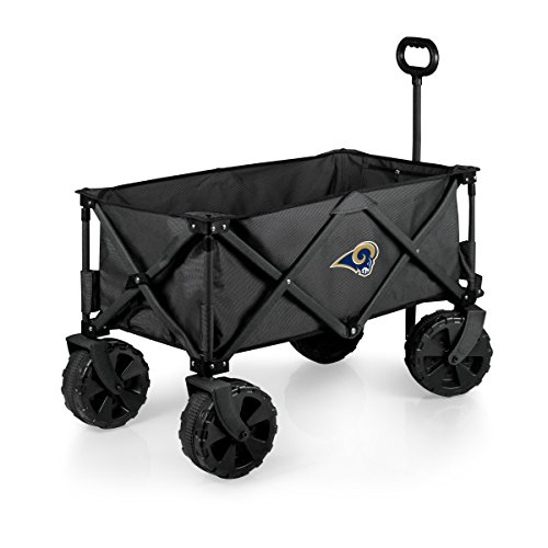 NFL Los Angeles Rams Adventure Wagon Elite All-Terrain Folding Beach Wagon with Big Wheels plus Table Top Lid & Soft Cooler Liner - Sport Utility Wagon - Garden Wagon Collapsible - Cooler Wagon Cart