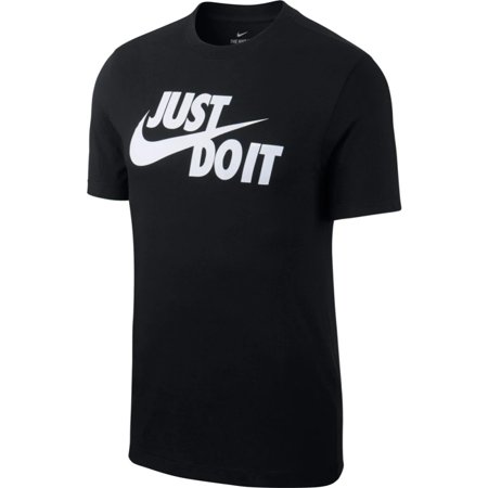 Nike Men's T-Shirt Sportswear "Just Do It" Short Sleeve Crew Neck Athletic Shirt, Black / White, S