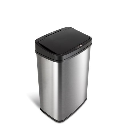 Nine Stars Motion Sensor Touchless 13.2 Gallon Trash Can, Stainless Steel with Black Trim