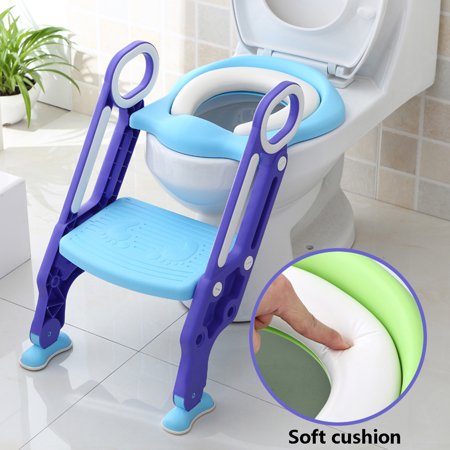 Non-Slip Kids Toilet Potty Soft Padded Seat Step Up Training Stool Chair Toddler Ladder