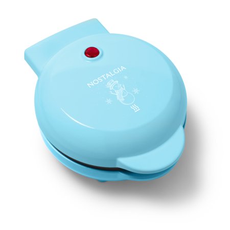 Nostalgia MyMini Snowman Compact BLUE Waffle Maker 5 Non-stick Easy Clean