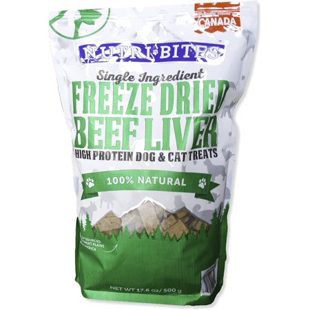 Nutri Bites Beef Liver Dog Cat Treats Freeze Dried High Protein Single Ingredients 17.6 Oz