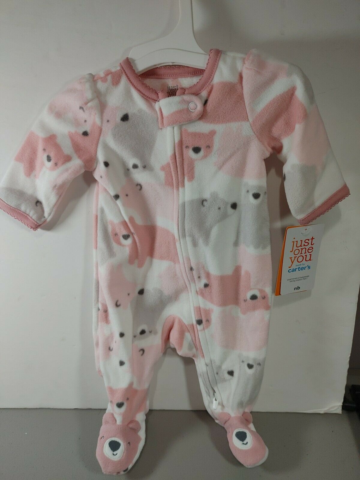 NWT Just One You by Carters Baby Infant Girls Long Sleeve Bear pink Onsies 3m