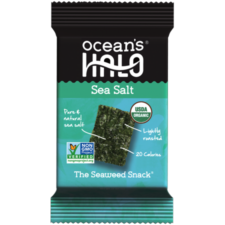 Ocean's Halo Seaweed, Sea Salt Snack - Case of 12 - .14 OZ