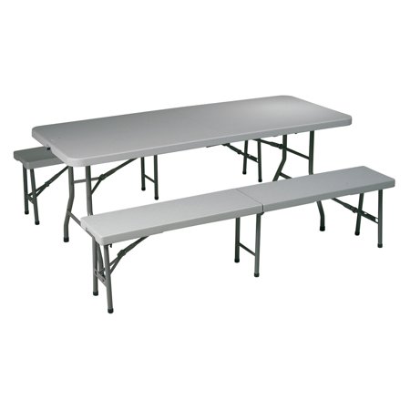 Office Star Products 3 Piece Folding Table and Bench Set