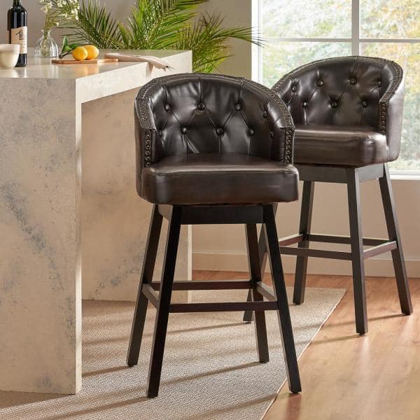 Ogden 41.5 in. Brown Swivel Cushioned Bar stool (Set of 2) on Sale At The Home Depot