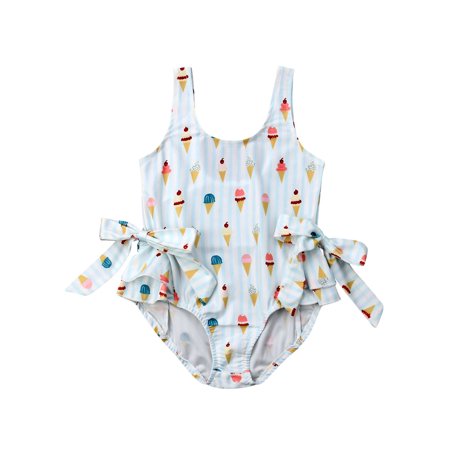 One Opening Toddler Kid Baby Girls Swimsuit Bow Bikini Bathing Suit Swimwear