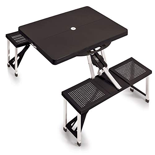 ONIVA - a Picnic Time brand - Folding Picnic Table - Camping Table - Outdoor Table with Umbrella Hole, (Black), 36.2" x 18" x 5.5"