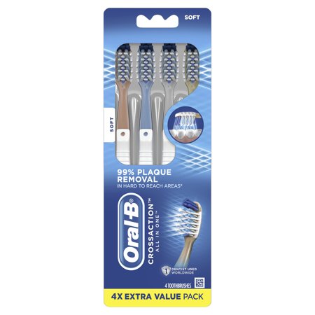 Oral-B CrossAction All In One Manual Toothbrush, Soft, 4 Ct