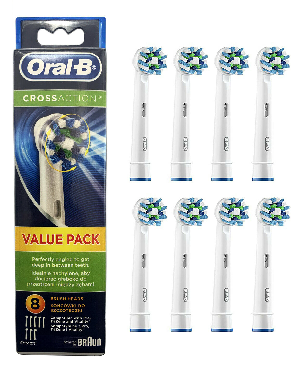 Oral-B Replacement Electric Toothbrush Head Refill crossaction ,8 count