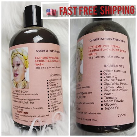 Organic Black Soap Body Wash For Dark Spots, Even Skin Tone & Acne 12 OZ