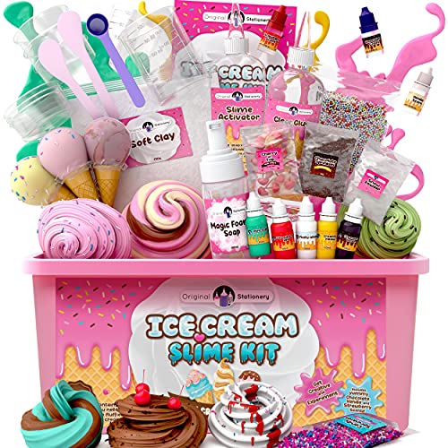 Original Stationery Fluffy Slime Kit for Girls Everything in One Box to Make Ice Cream Slimes, Make Fluffy, Butter, Cloud & Foam Slimes! - Amazon Today Only