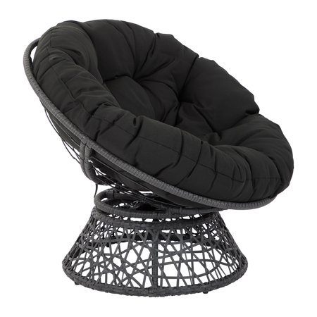 OSP Designs by Office Star Products Papasan Chair with Black Cushion and Black Frame
