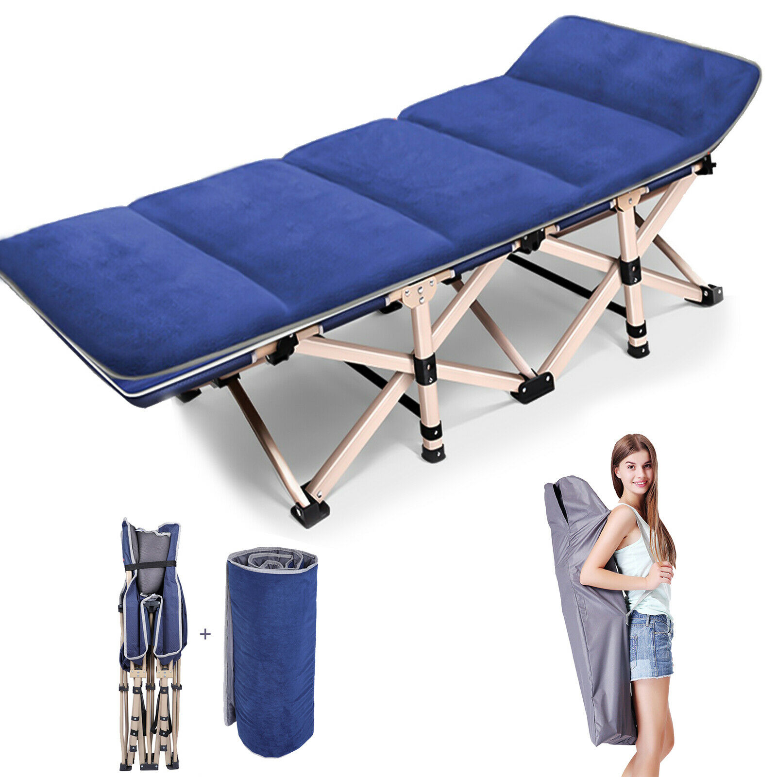 Outdoor Portable Folding Bed Cot Military Hiking Camping Sleeping Bed & Mattress