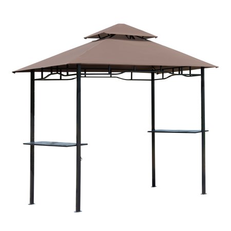 Outsunny 8' Patio Double-tier BBQ Grill Canopy Tent with Large Storage Work Surface