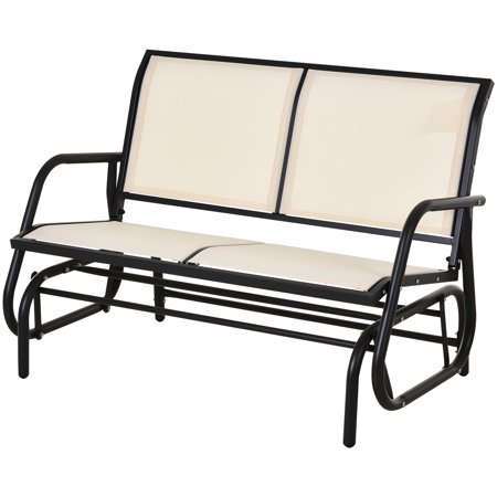 Outsunny All Weather Steel Outdoor Glider Bench - Beige and Dark Grey