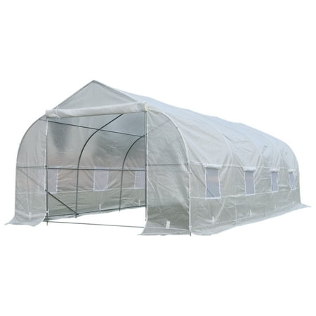 Outsunny 20’ x 10’ x 7’ Deluxe High Tunnel Walk-In Garden Greenhouse Kit - White AT WALMART