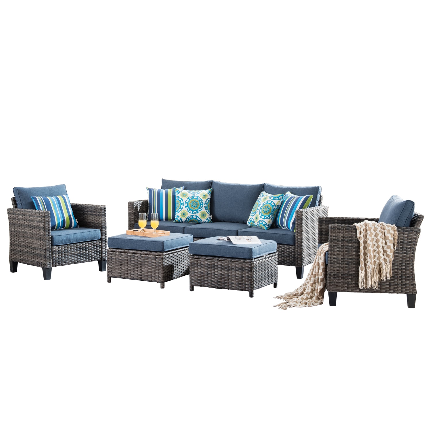 Ovios New Vultros 5-Piece Woven Patio Conversation Set with Cushions on Sale At Lowe's