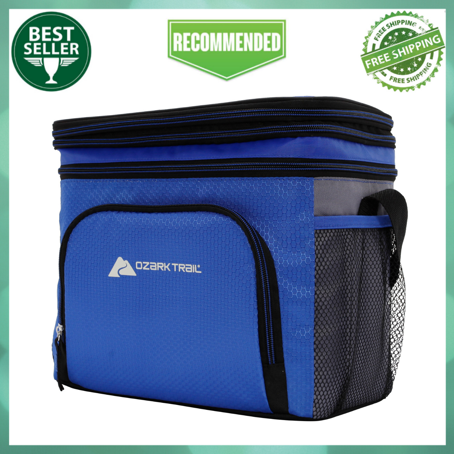 Ozark Trail 12-Can Camping Soft Sided Cooler with Removable Hardliner, Blue