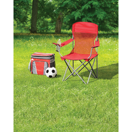 Ozark Trail Basic Mesh Folding Camp Chair with Cup Holder for Outdoor, Red