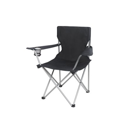 Ozark Trail Basic Quad Folding Outdoor Camp Chair, Black