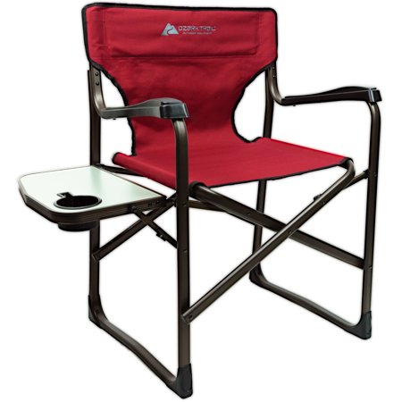 Ozark Trail Director Camping Chair, Red with Side Table
