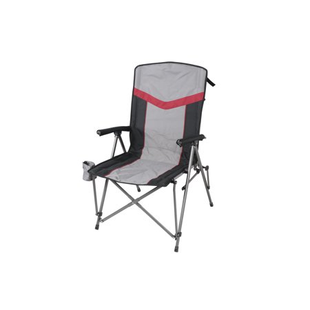 Ozark Trail High Back Hard Arm Outdoor Adult Camp Chair with Cup Holder, Polyester, Gray