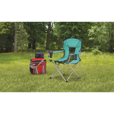 Ozark Trail Oversize Mesh Folding Camp Chair with Cup Holders for Outdoor,Aqua, Aduit.