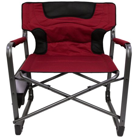 Ozark Trail XXL Folding Padded Director Chair with Side Table, Red