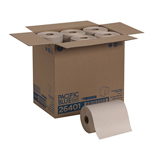 Pacific Blue Basic Recycled Paper Towel Roll (Previously Branded Envision) by GP PRO (Georgia-Pacific), Brown, 26401, 350 Feet Per Roll, 12 Rolls Per Case Subscribe And Save