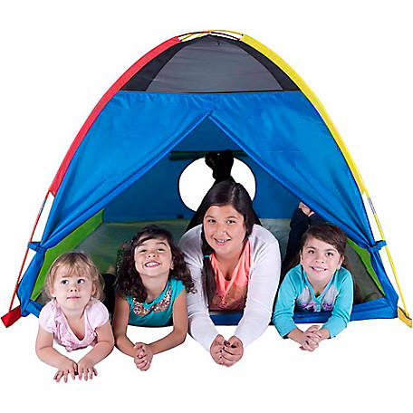 Pacific Play Tents Super Duper 4 Kid Play Tent, Blue/Green/Red/Yellow, 58 in. L x 58 in. W x 46 in. H, 40205