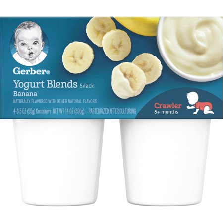 (Pack of 4) Gerber Yogurt Blends Snack Banana Yogurt, 3.5 oz Cups