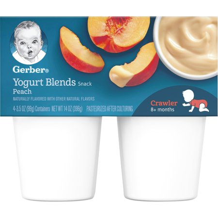 (Pack of 4) Gerber Yogurt Blends Snack Peach Yogurt, 3.5 oz Cups