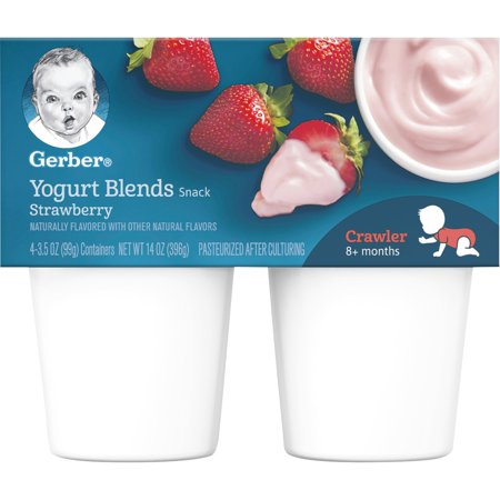 (Pack of 4) Gerber Yogurt Blends Snack Strawberry Yogurt, 3.5 oz Cups