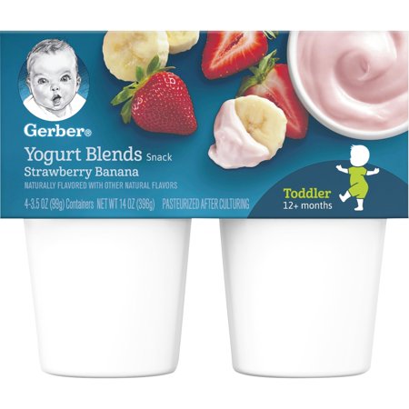 (Pack of 4) Gerber Yogurt Blends Strawberry Banana Snack, 3.5 oz Cups