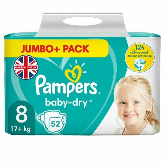 Pampers Baby Dry Size 8 Jumbo 52 Nappies