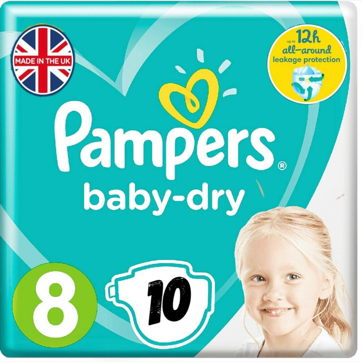 Pampers Baby Dry Size 8 Sample 10x Diapers All New Size UK Imported Pampers 8