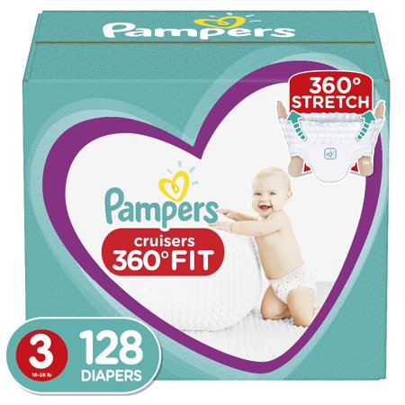 Pampers Cruisers 360 Fit Diapers, Active Comfort, Size 3, 128 Ct
