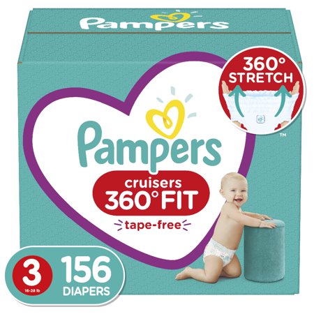 Pampers Cruisers 360 Fit Diapers, Active Comfort, Size 3, 156 Count