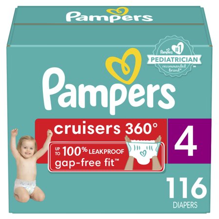 Pampers Cruisers 360 Fit Diapers, Active Comfort, Size 4, 116 Count