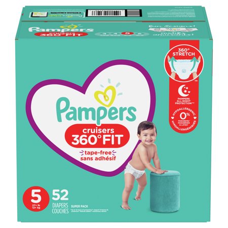 Pampers Cruisers 360 Fit Diapers, Active Comfort, Size 5, 52 ct