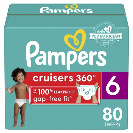 Pampers Cruisers 360 Fit Diapers, Active Comfort, Size 6, 80 Count